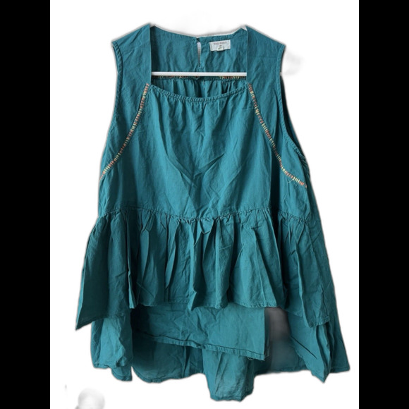Tops - World Market Tiered Teal Sleeveless Women’s Top Embroidered Peplum Boho Sz S/M
